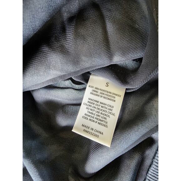 X by GOTTEX Blue Black White Floral Satin Y2K 90s Bomber Jacket SZ S - Picture 9 of 10